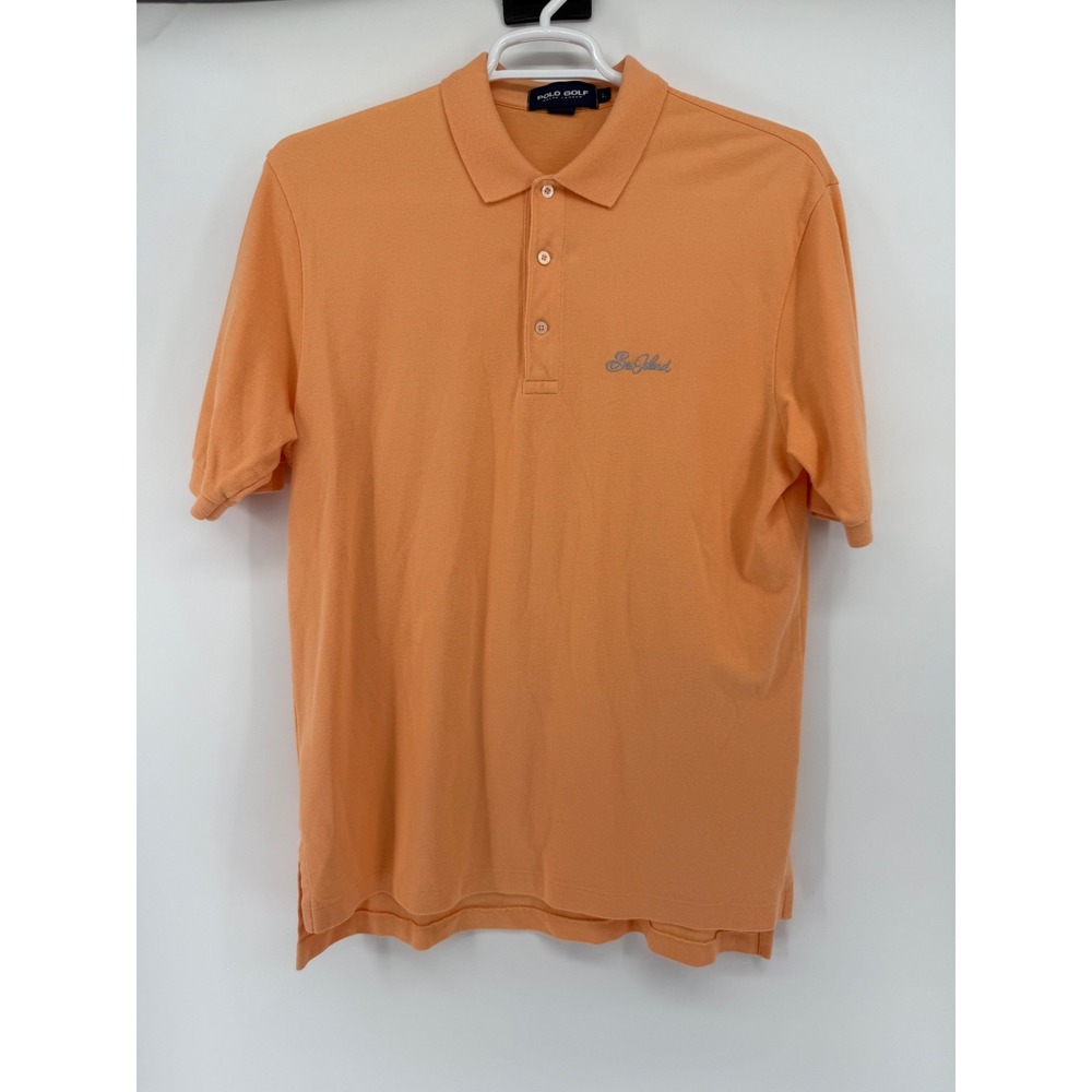 Polo‎ Golf Ralph Lauren Men's Large Orange Short Sleeve Polo Shirt Sea Island